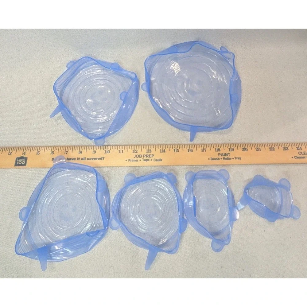 Silicone Stretch Lids Set of 6 Blue Excellent Reusable Food Covers